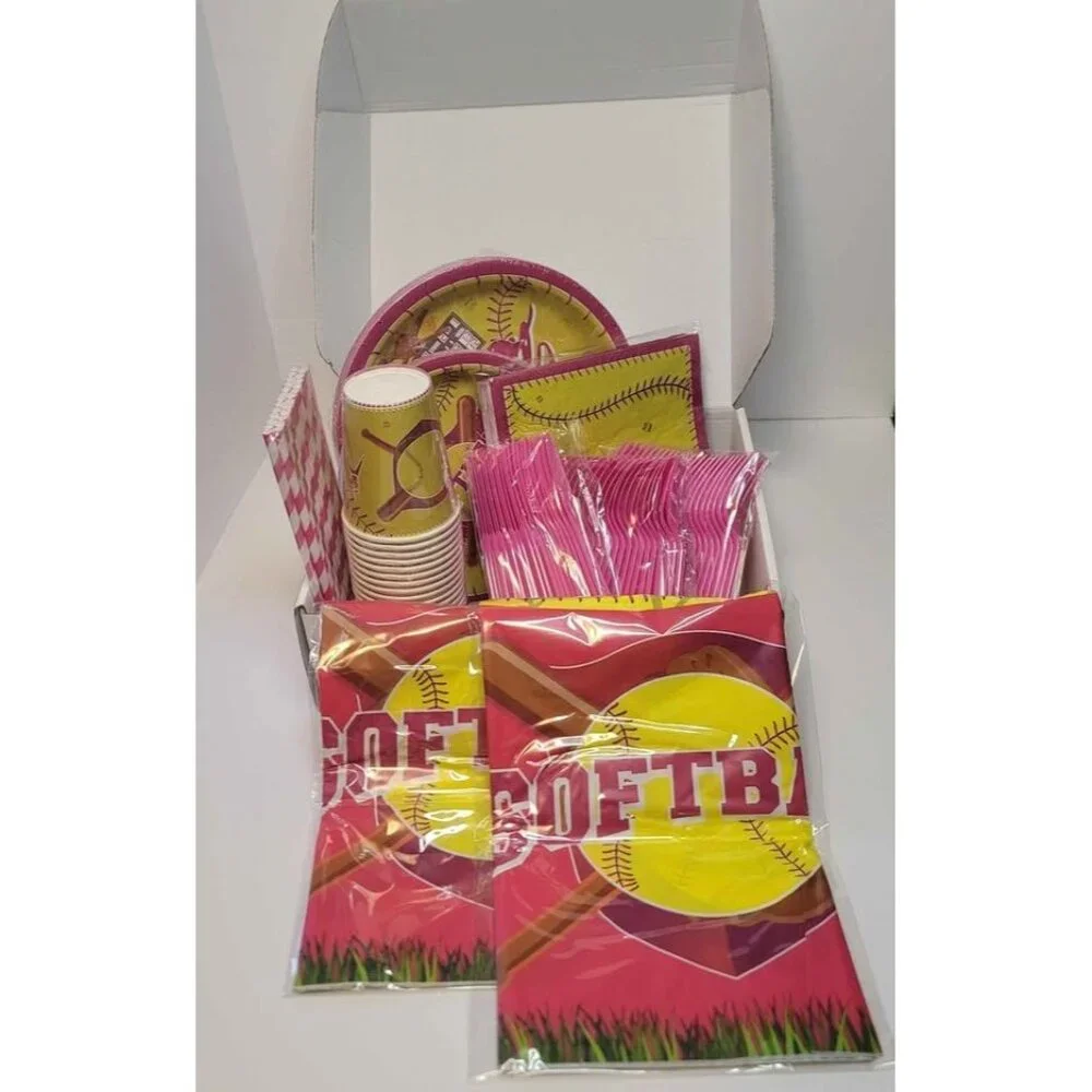 194 Piece Softball Party Supply Kit - Service for 24